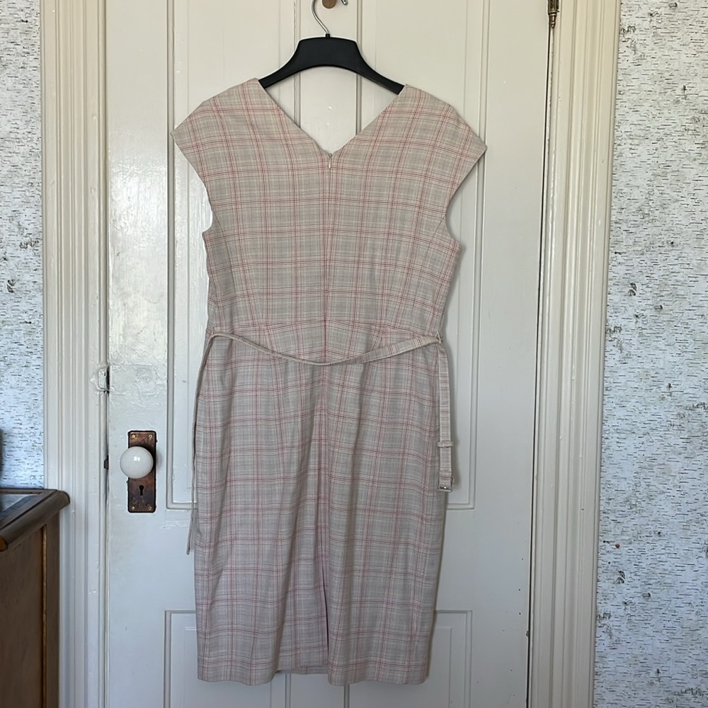 Ann Taylor beige and pink plaid midi dress - Picture 6 of 10